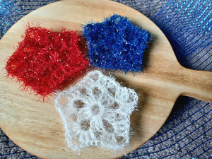 Mini Red, White, and Blue Star Scrubby Trio