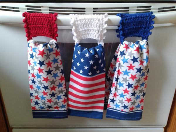 4th of July Towel Hangers- Bright Red, White, and Blue Trio