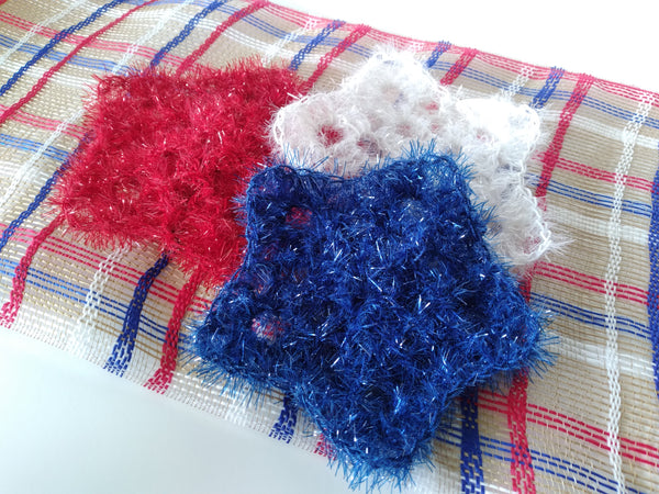 4th of July Special! Red, White, and Blue Star Scrubby Trio